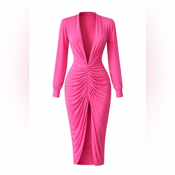 WinWin Dresses & Skirts - WinWin Vibrant Pink Long Sleeve Dress